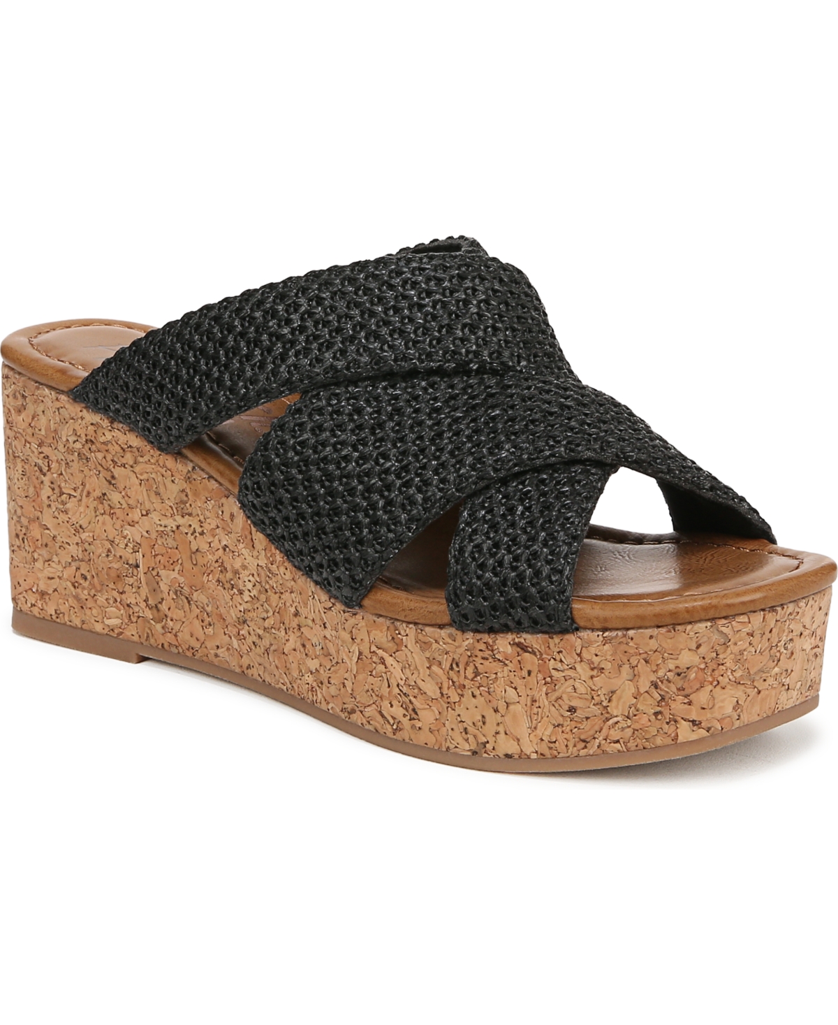 Blowfish Malibu Abi Woven Wedge Sandal In Black Faux Raffia