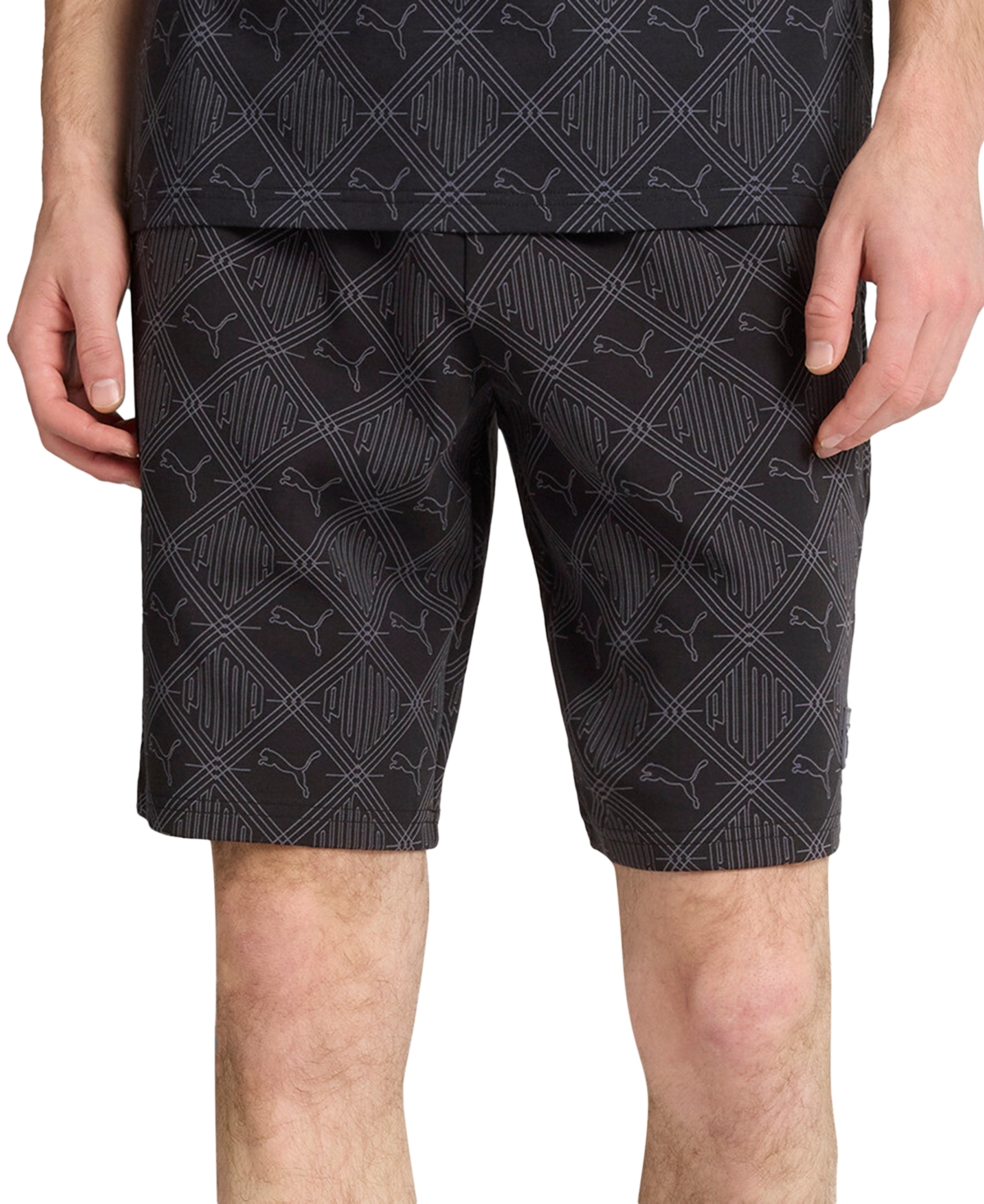 Puma Men's Essential Logomania Allover Print Shorts In  Black