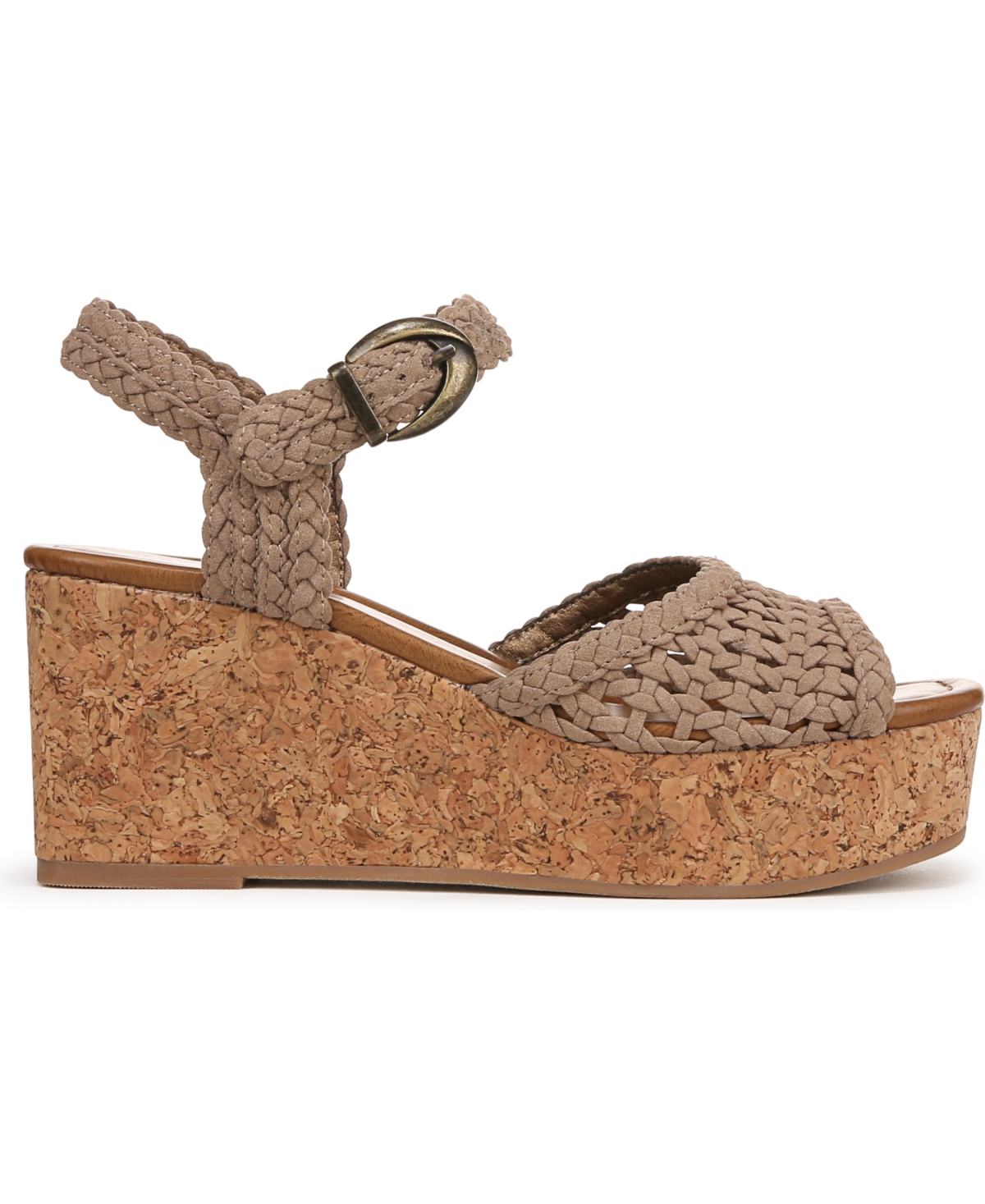 Blowfish Malibu Women's Aric Square Peep Toe Strappy Wedge Sandals In Oak Tan Faux Suede