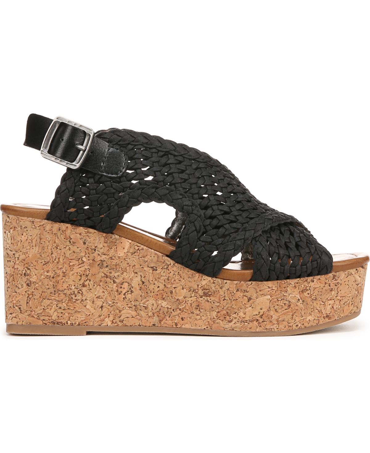 Blowfish Malibu Women's Andrea Square Peep Toe Slingback Wedge Sandals In Black Faux Suede