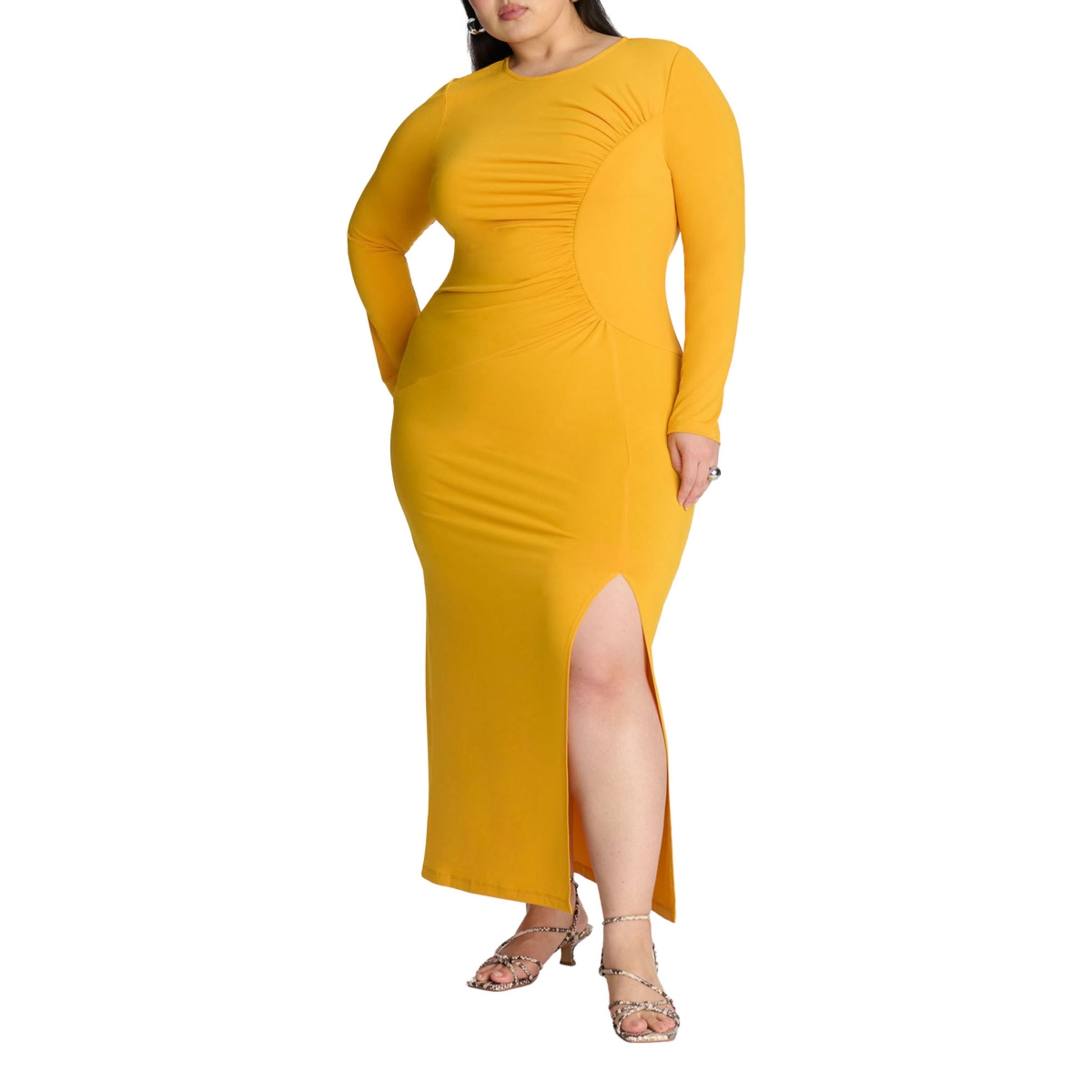 Women's Shirred Detail Maxi Dress - Golden orange