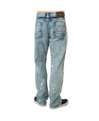 Men's Distressed Paint Splatter Slim Straight Premium Jeans