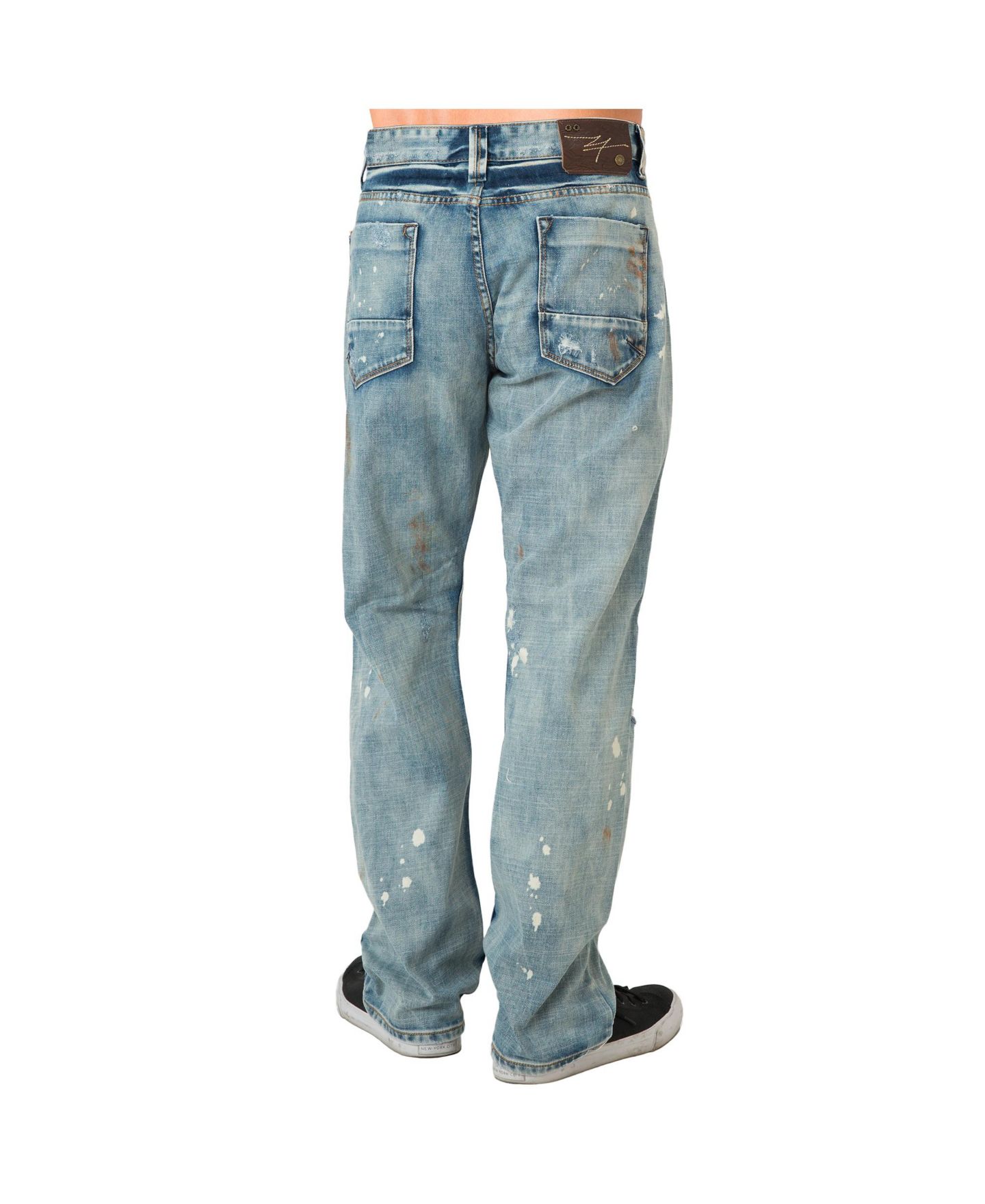 Мужские джинсы Level 7 Distressed Paint Splatter Slim Straight Premium, цвет: Выбеленный — фото 2