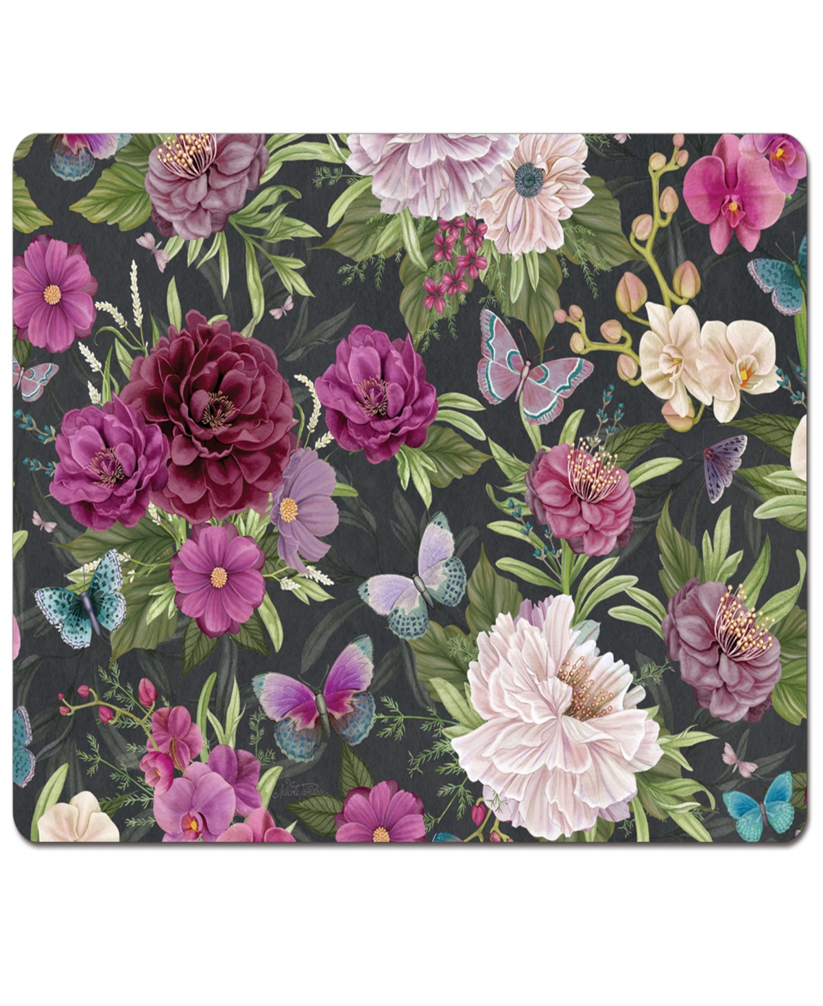Counterart Midnight Garden Hardboard Cork Placemats 15"x 11", Set Of 4 In Multi