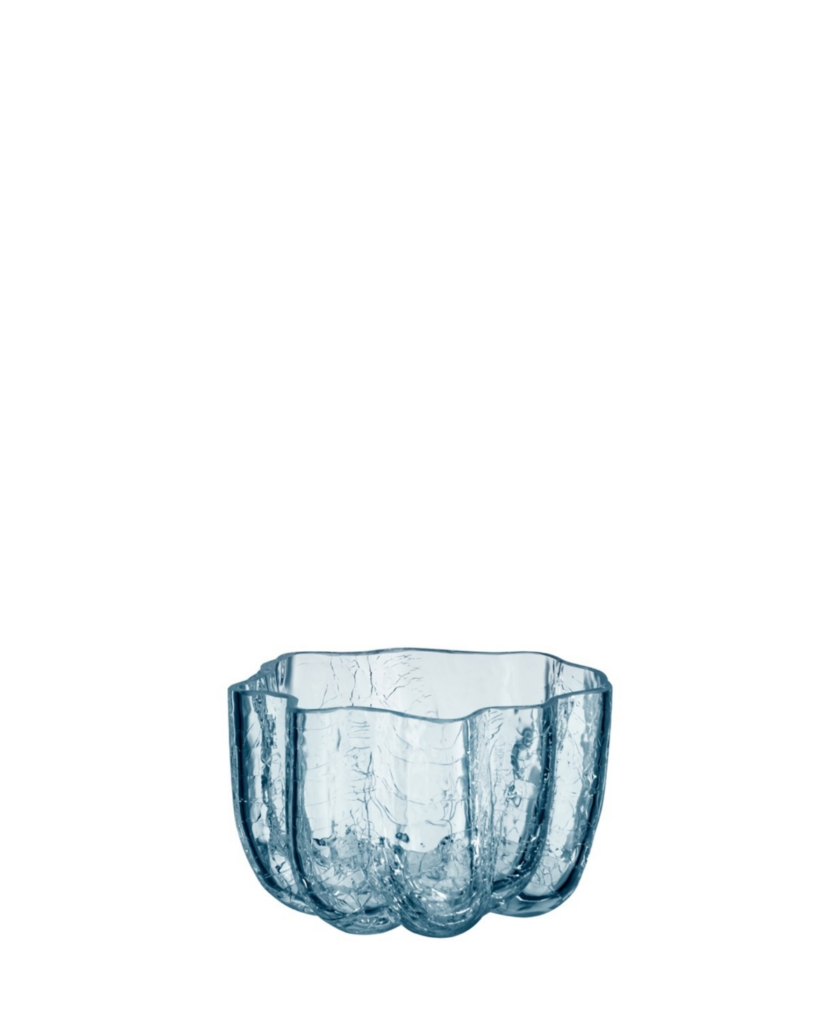 3.8" Circular Crystal Glass Crackle Bowl - Blue