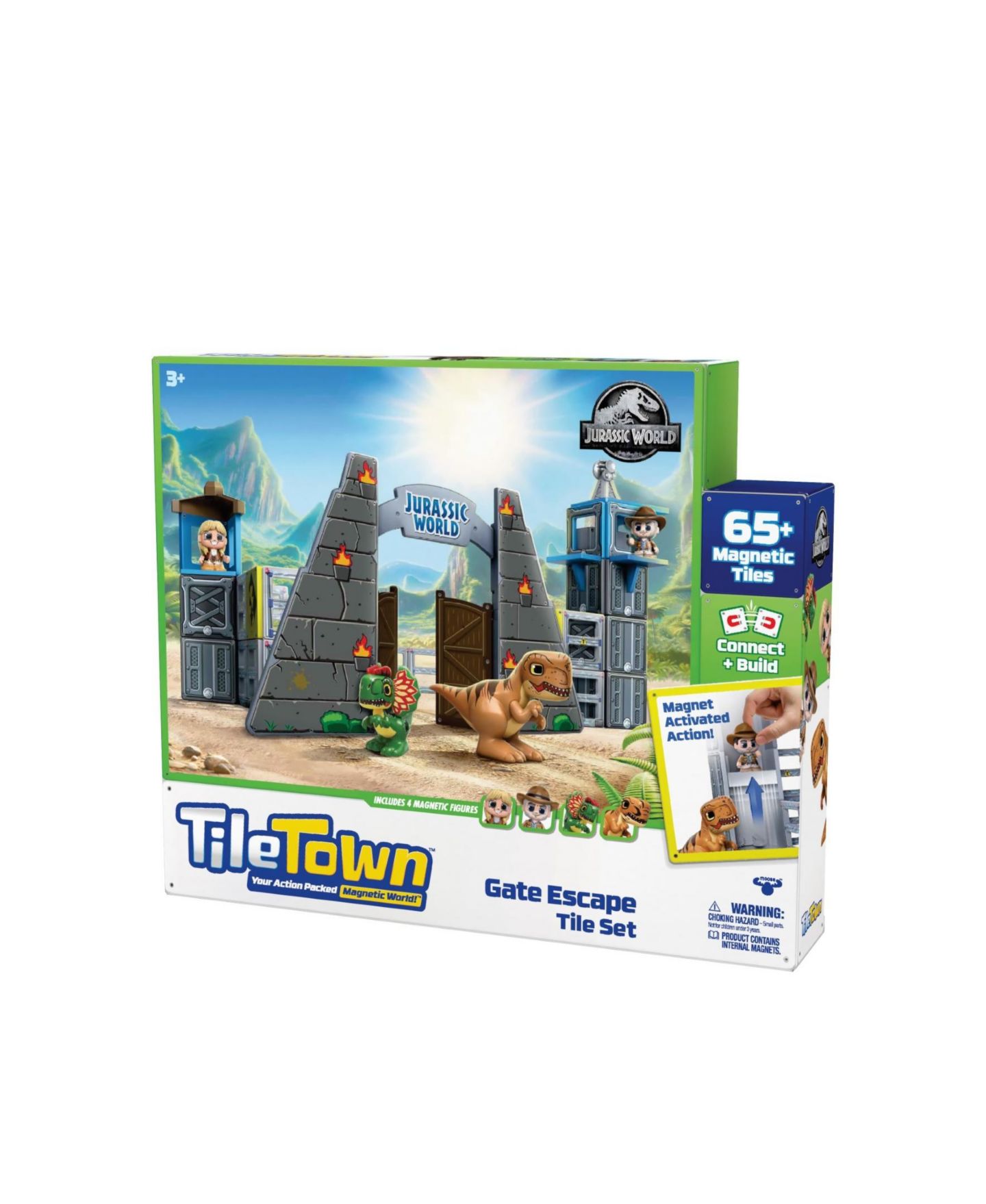 Детский игровой набор Tile Town Jurassic World Dino Escape Magnetic Tiles Playset, 69 Piece — фото 6