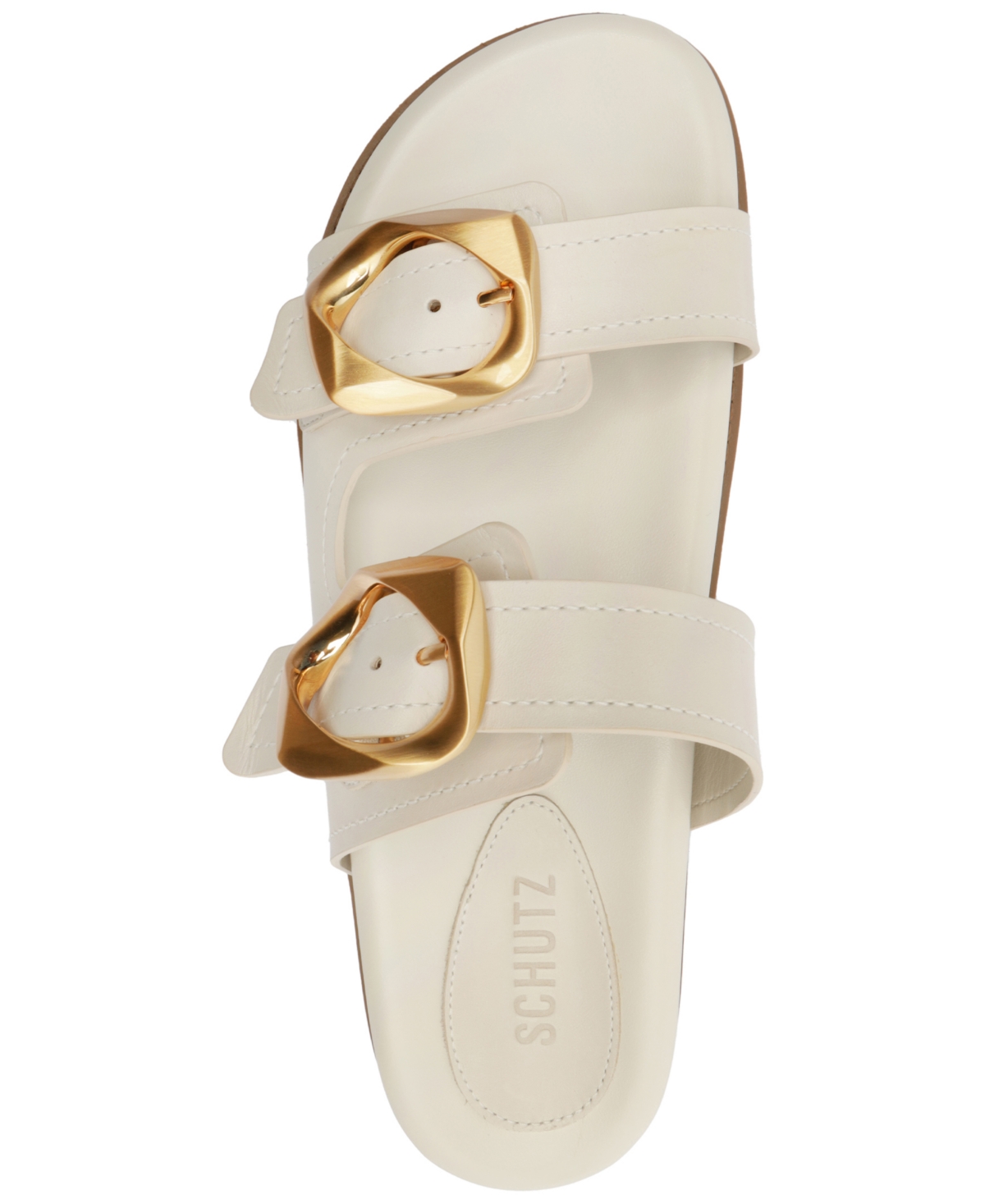 Shop Schutz Women's Olga Sporty Round Toe Flat Sandals In Pearl Leather