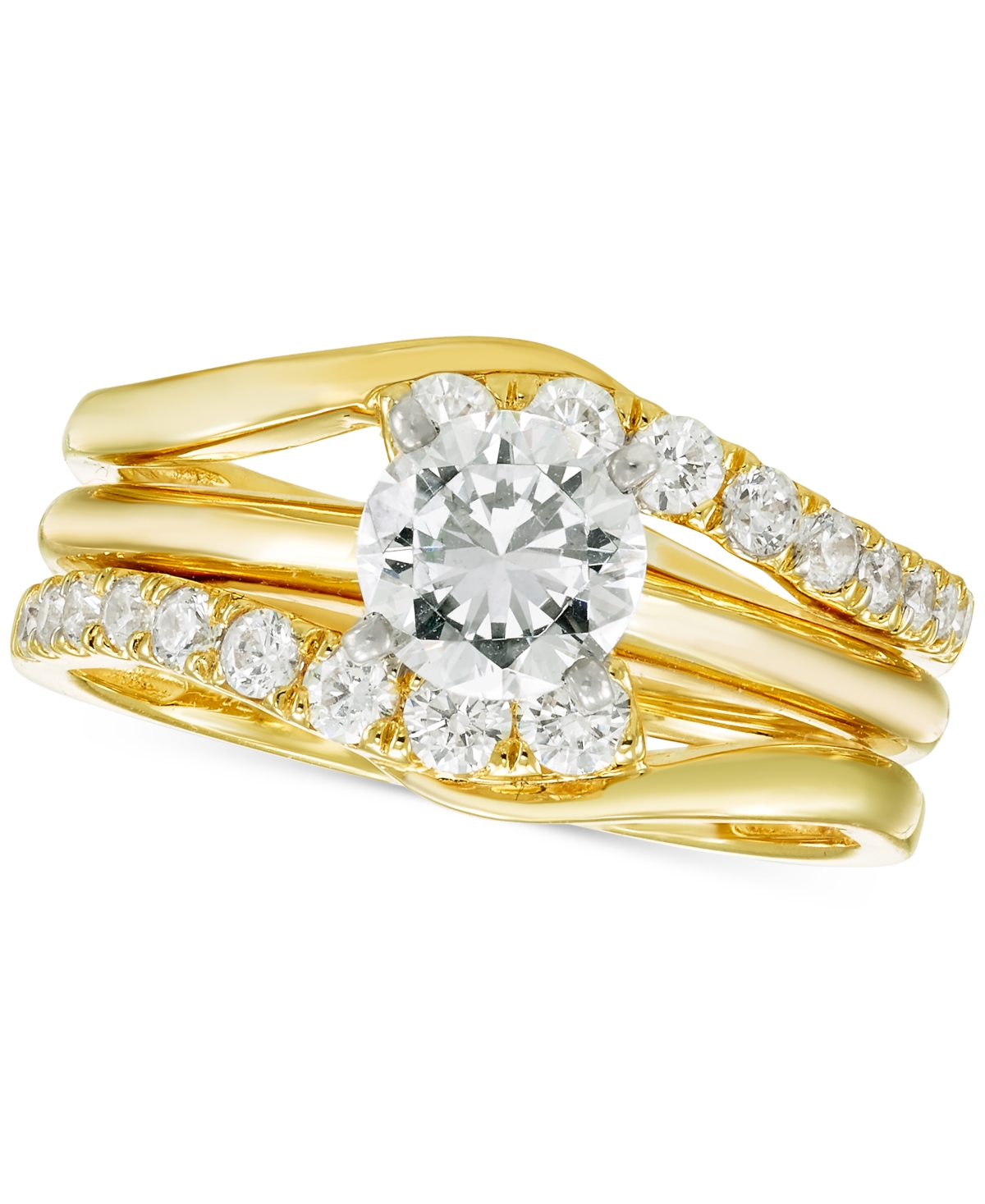 Macy's Diamond Asymmetrical Enhancer Ring Guard (1/2 Ct. T.w.) In 14k Gold In Yellow Gold