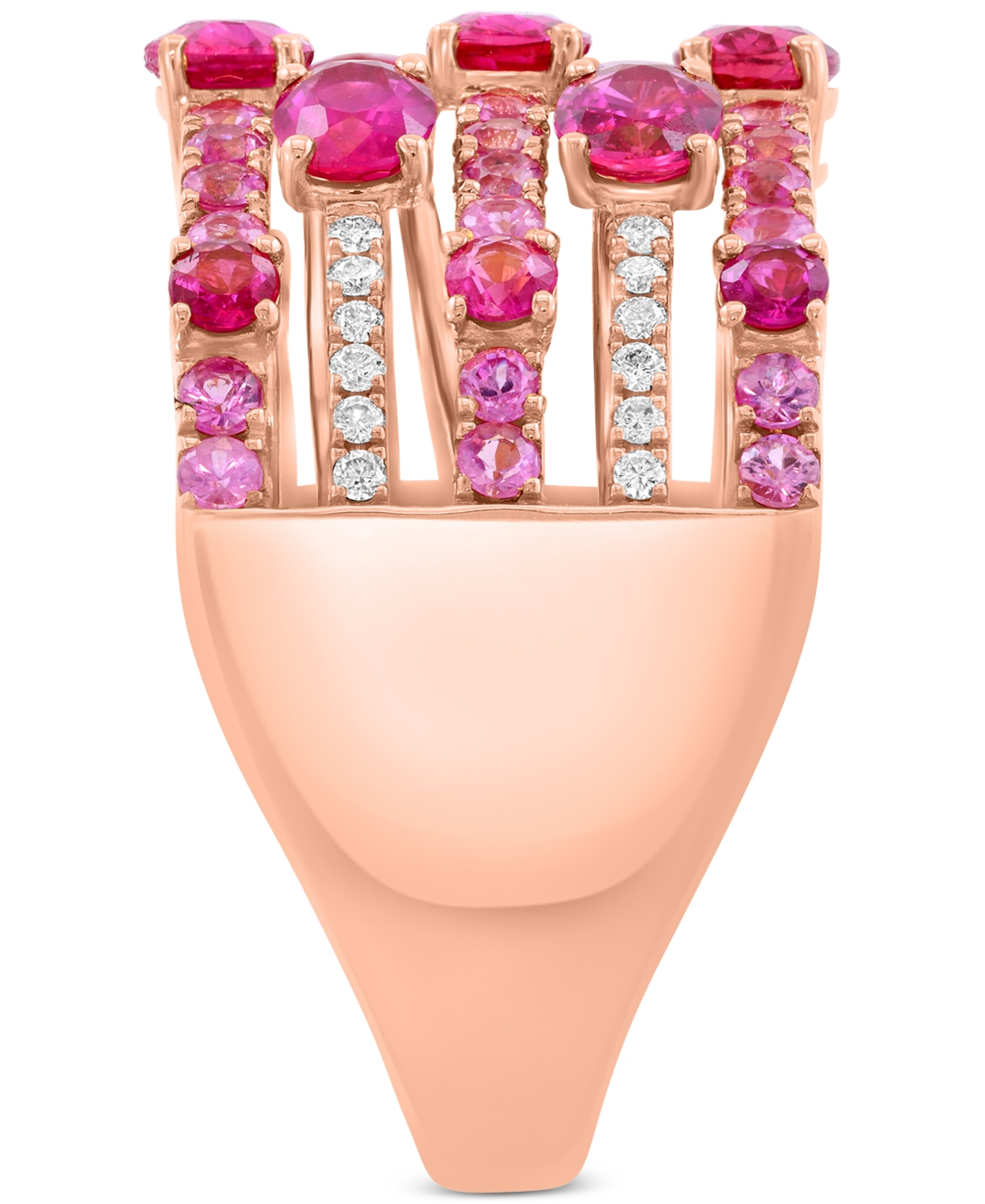 Effy Collection Effy Ruby (1-7/8 Ct. T.w.), Pink Sapphire (1/2 Ct. T.w.), & Diamond (1/6 Ct. T.w.) Multirow Statemen In Pink Sapphire