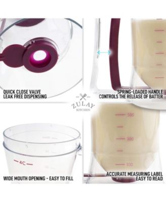 4 Cup Pancake Batter Dispenser with Squeeze Handle - Pancake Dispenser for Batter with Measuring Label