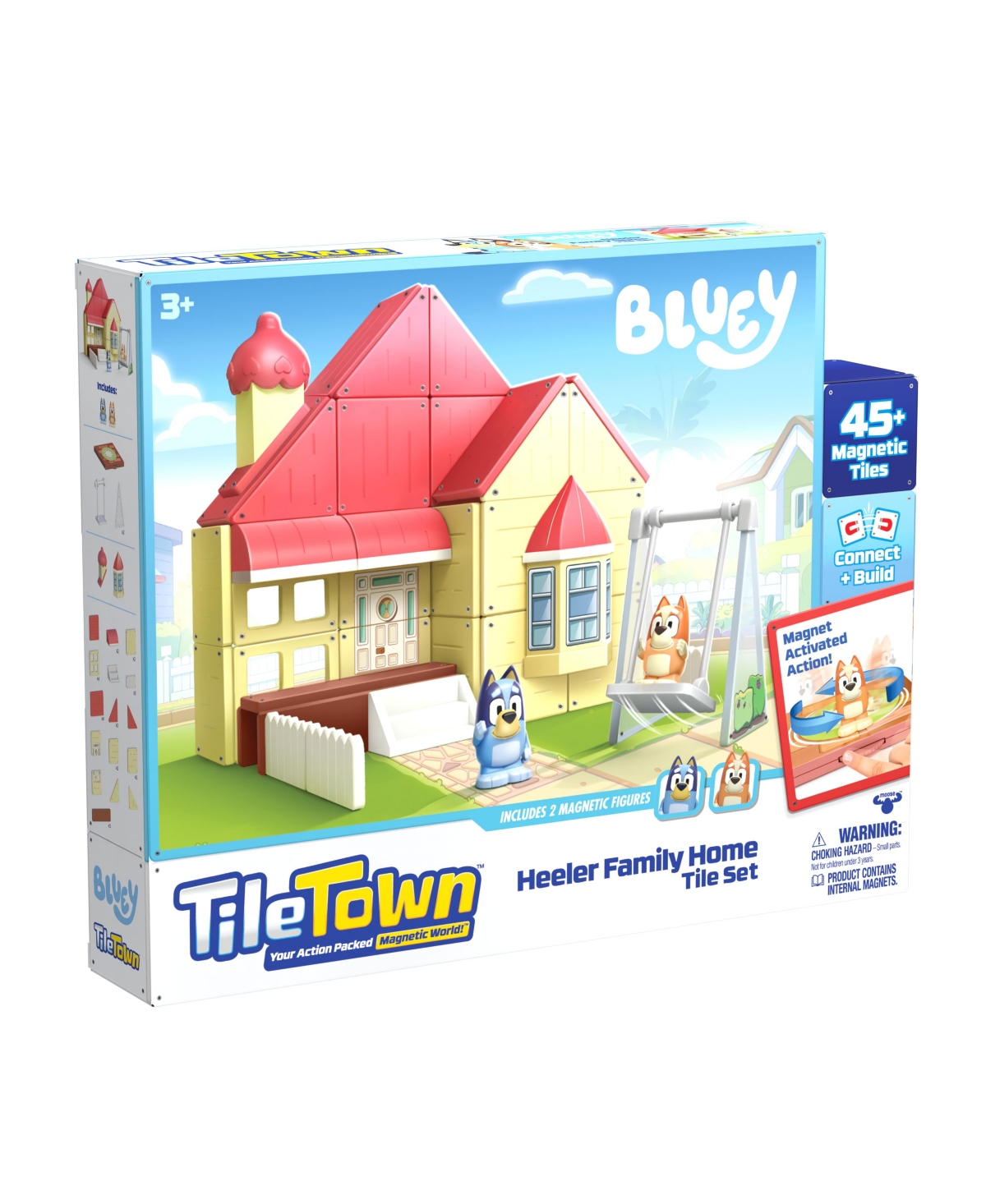 Tile Town Bluey Heeler Home Magnetic Tiles Playset, 46 Piece In Multi