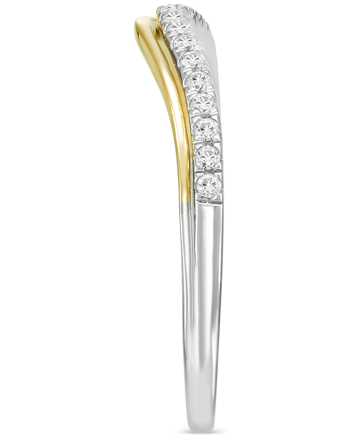 Macy's Diamond Double Row Contour Band (1/6 Ct. T.w.) In 14k Two-tone Gold In Two Tone Gold