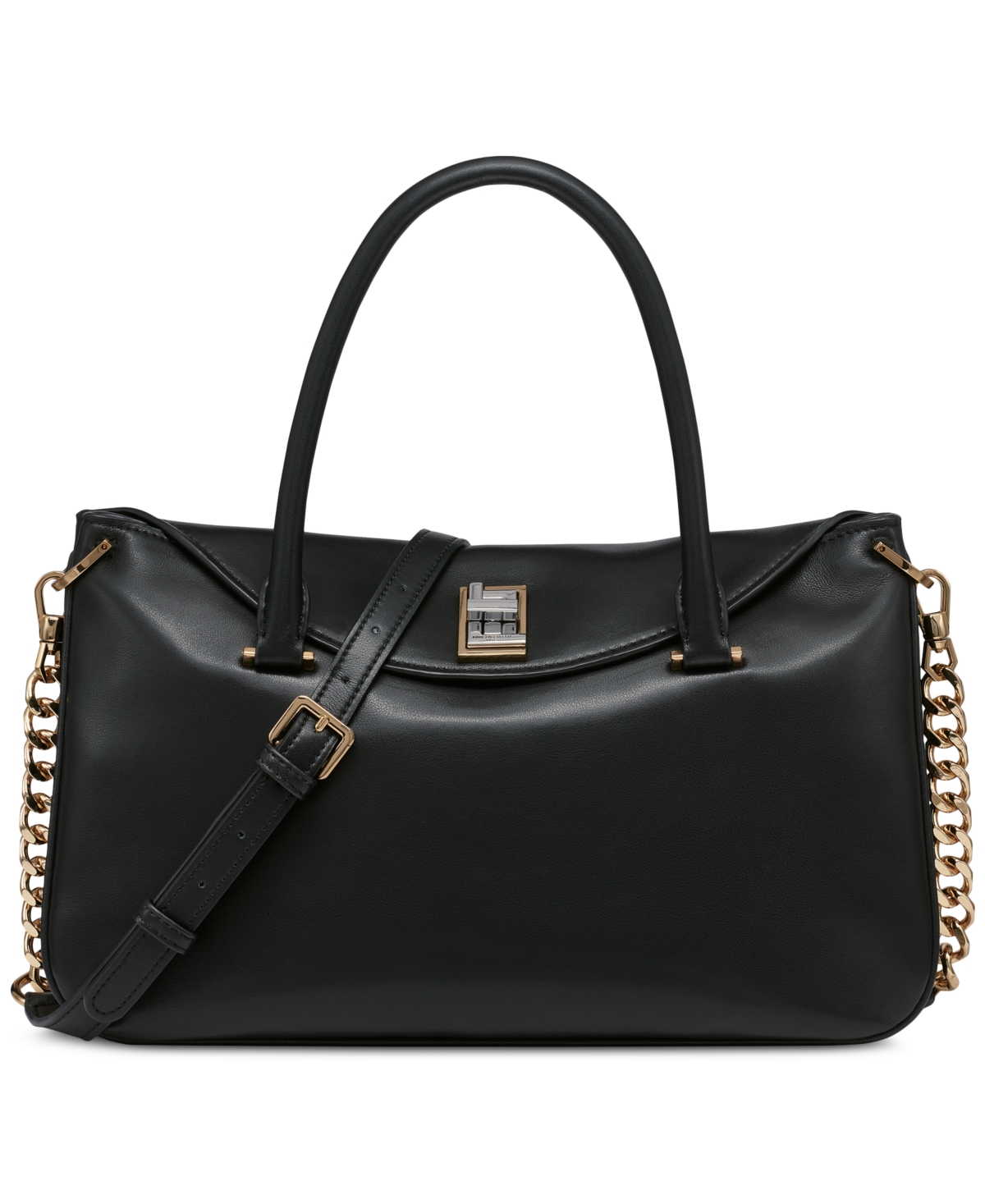 Karl Lagerfeld Nadine Large Leather Satchel Crossbody In Black