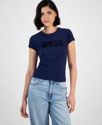 GUESS - Women's Bubble-Logo Short-Sleeve Crewneck Top