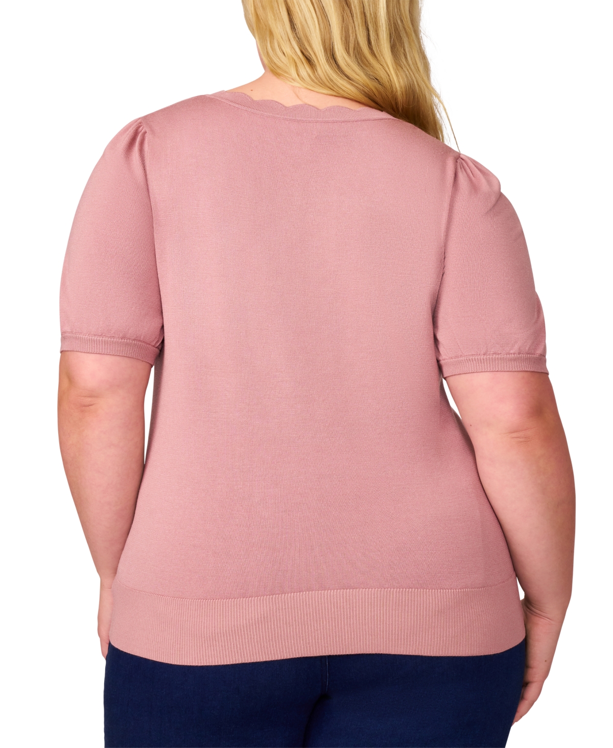Melissa Paige Plus Womens Striped Knit Cardigan Sweater In Cashmere Blush