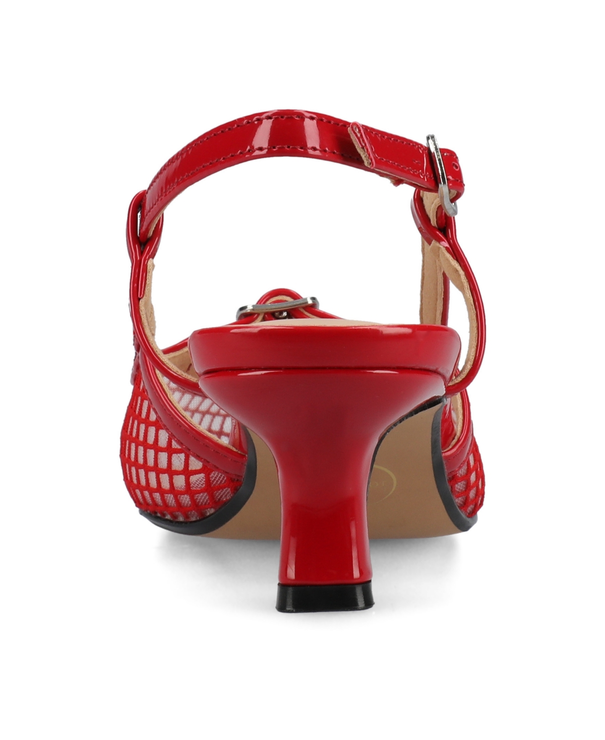 Journee Collection Padma Slingback Kitten Heel Pump In Mesh,red