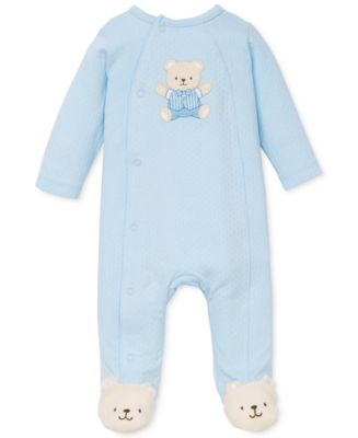 Little Me Baby Boys Cute Bear Snap Close Footed Coverall - Macy's