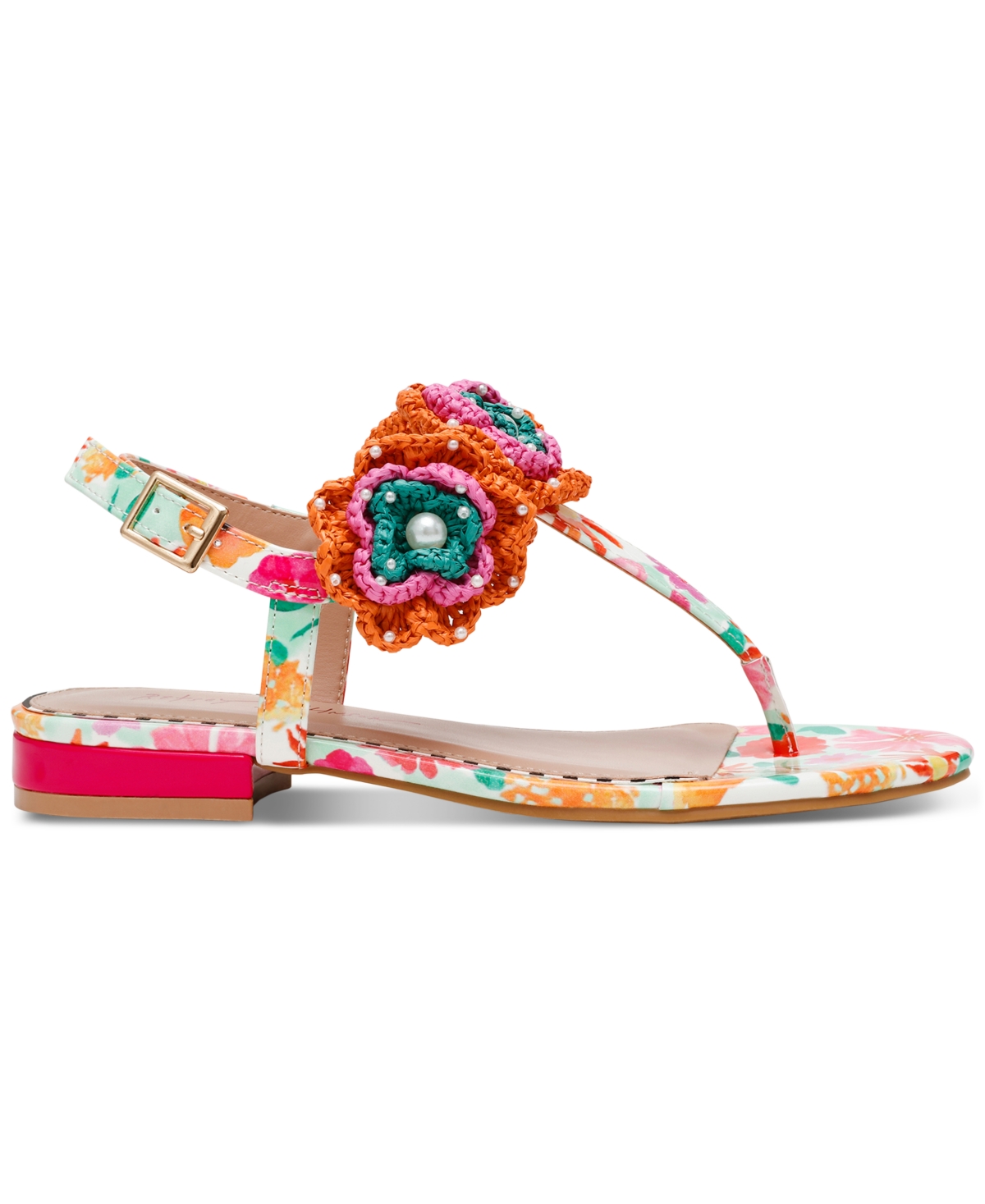 Betsey Johnson Women's Cindii Crochet Thong Slide Sandals In White Multi