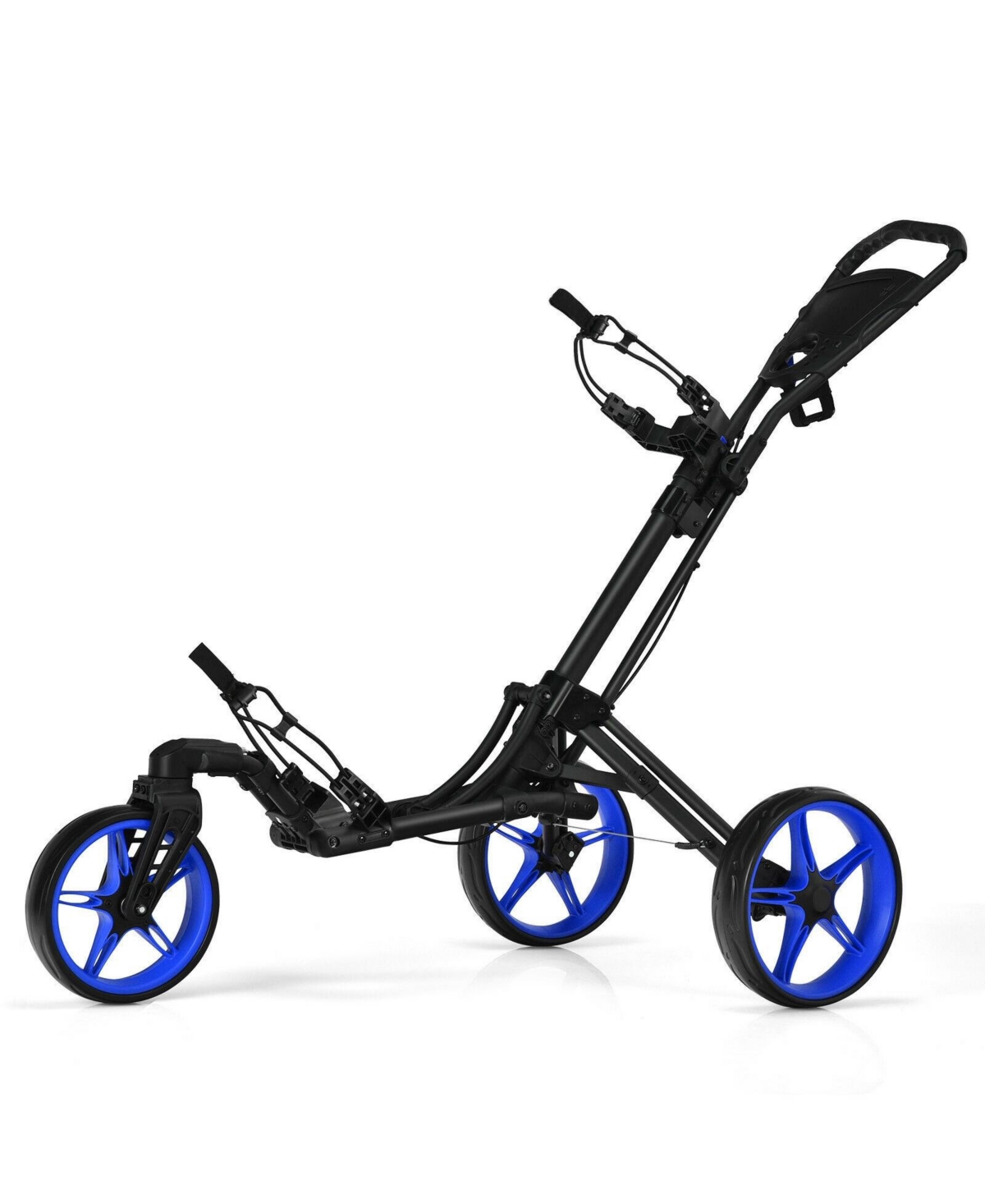 Folding Golf Push Cart with Scoreboard Adjustable Handle Swivel Wheel - Blue