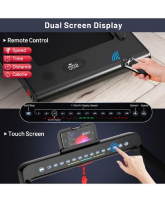 2.25 HP 2-in-1 Folding Walking Pad Treadmill with Dual Display and App Control