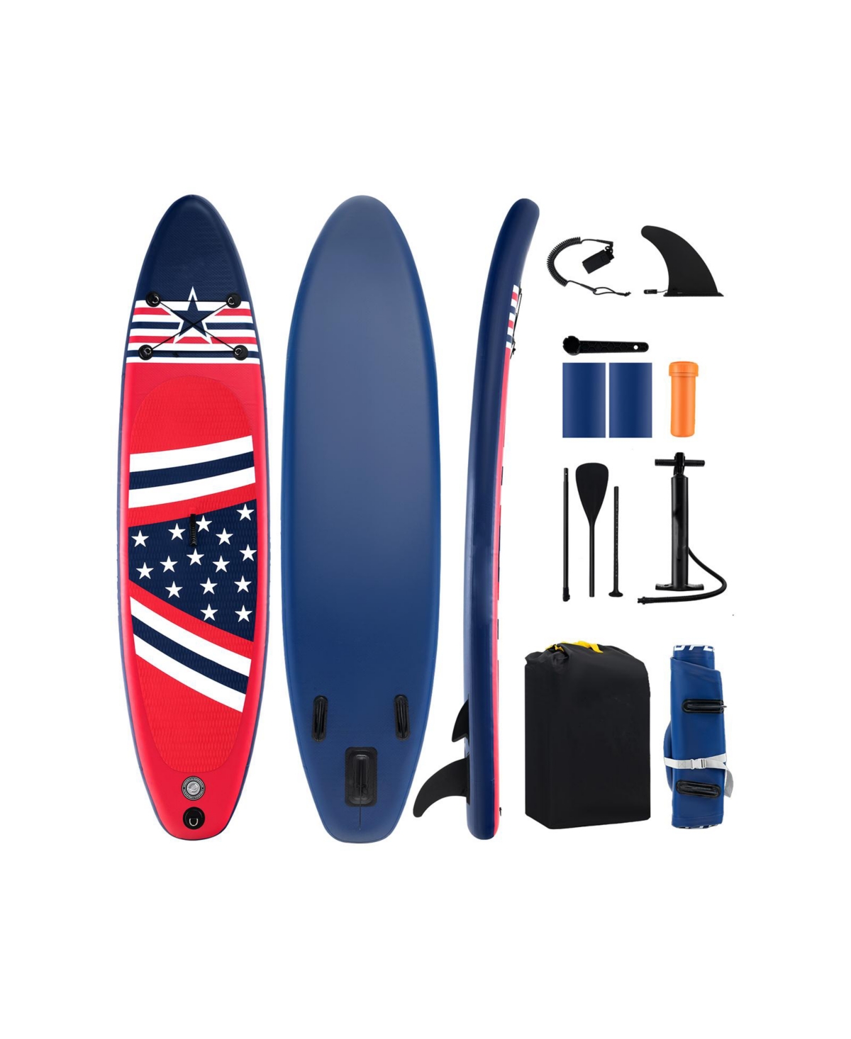 Inflatable Paddle Board with Removable Fin and Backpack - Blue