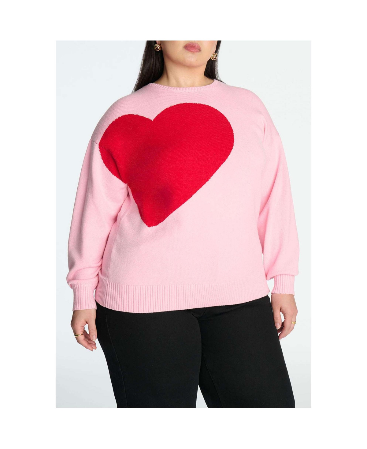Women's Big Heart Sweater - Pink and red