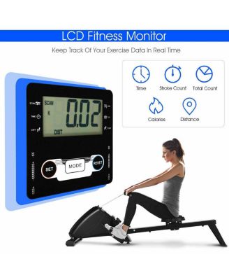 Foldable Magnetic Quiet Operated Fitness Rowing Machine with 10 Level Adjustable Resistance