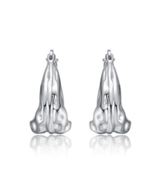 Sculptural Waterfall Hoop Earrings in White Gold Plated or 14K Gold Plated