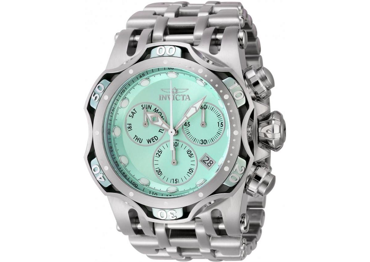 Men's 45658 Fusion Quartz Chronograph Turquoise Dial Watch - Silver