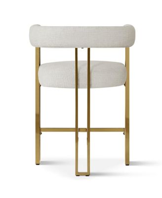 25'' Counter Height Stool with Gold Metal Legs, Chenille Upholstery, Curved Back and Armrest, 1 Unit-Maison Boucle