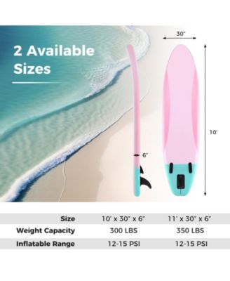 10 Feet Inflatable Stand up Paddle Board with 3 Fins and Adjustable Paddle
