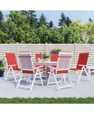 Garden Highback Chair Cushions 6 pcs Red 47.2"x19.7"x1.2" Fabric