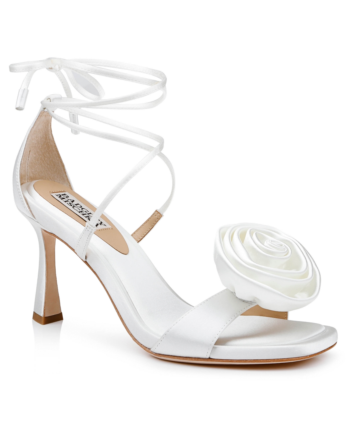Shop Badgley Mischka Women's Janelle Square Toe Evening Sandals In White Satin