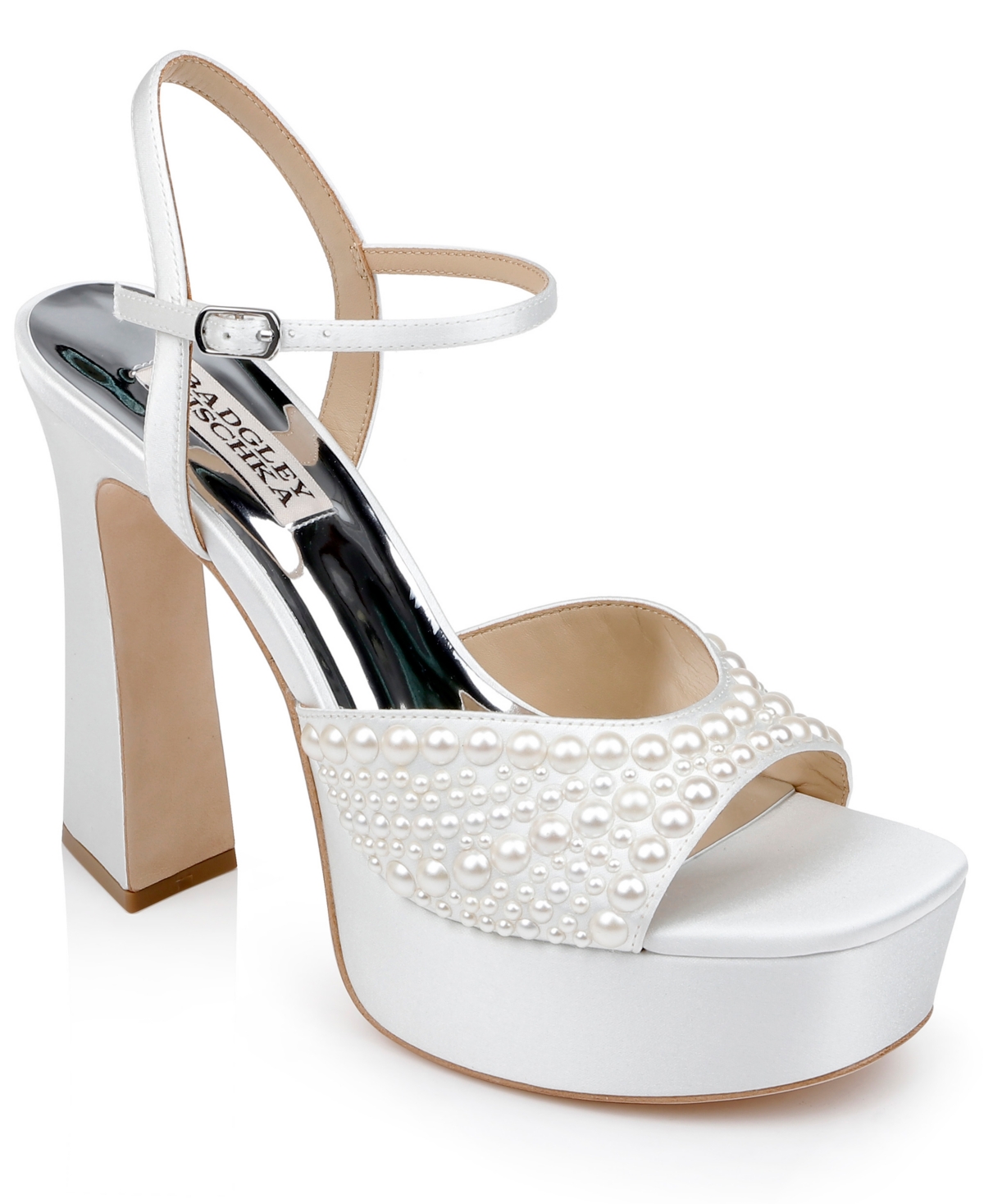 Shop Badgley Mischka Women's Bryleigh Evening Platform Sandals In White Satin