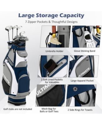 10.5 Inch Golf Cart Bag with 14 Way Dividers and 7 Zippered Pockets