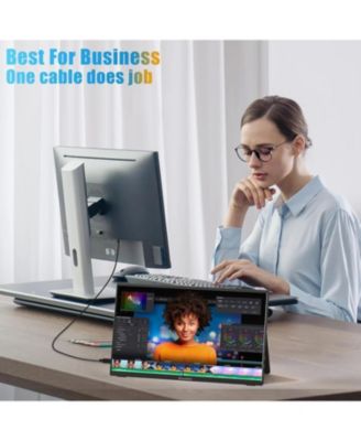 Portable Monitor 15.6 Inch FHD 1080P USB C HDMI, IPS HDR Gaming Computer Display with Smart Cover, Plug&Play, Dual Speakers External Screen for Laptop PC MAC Phone Xbox Switch PS4 Table