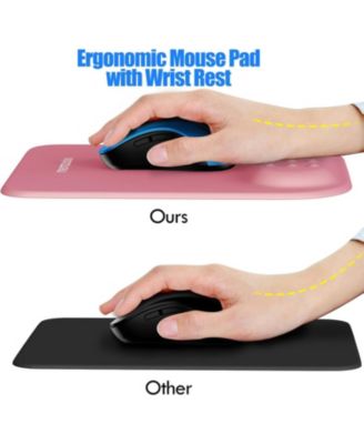 2.4G Wireless Mouse,Ergonomic Mouse Pad with Wrist Support for Laptop, PC, Desktop, MacBook(White Mouse + Pad)