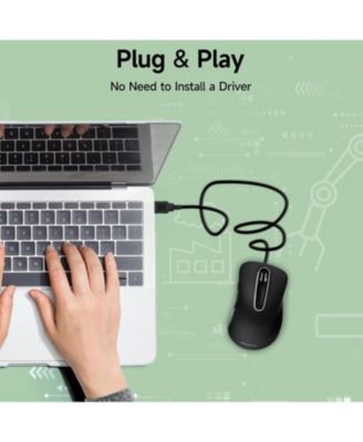 Wired Mouse, USB Computer Mouse 1200 DPI Mobile Optical Mouse Ergonomic Design Computer Mice with 5FT Cord for Laptop, PC, Desktop, MacBook, 5 Buttons