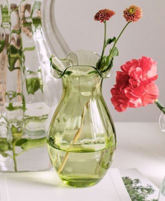 Hibiscus Glass Vertical Fluted Vase, Small