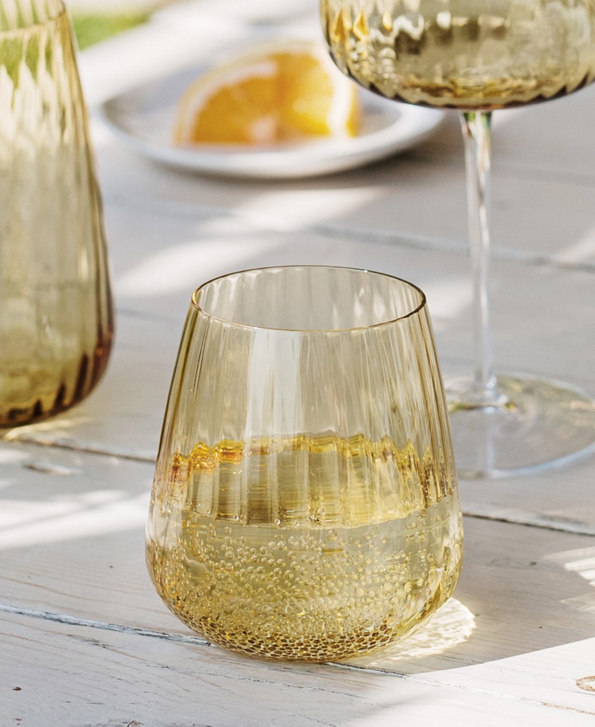Vietri Francesca Double Old Fashioned Glass In Yellow