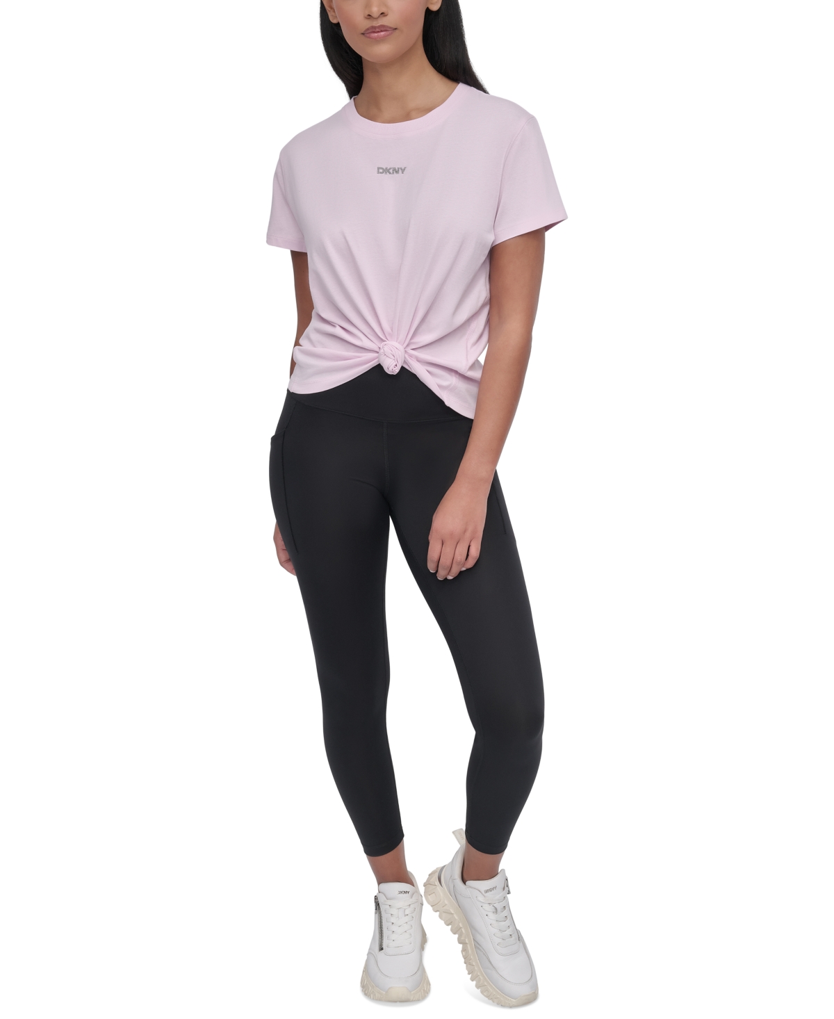 DKNY WOMEN'S STUDDED-LOGO T-SHIRT 