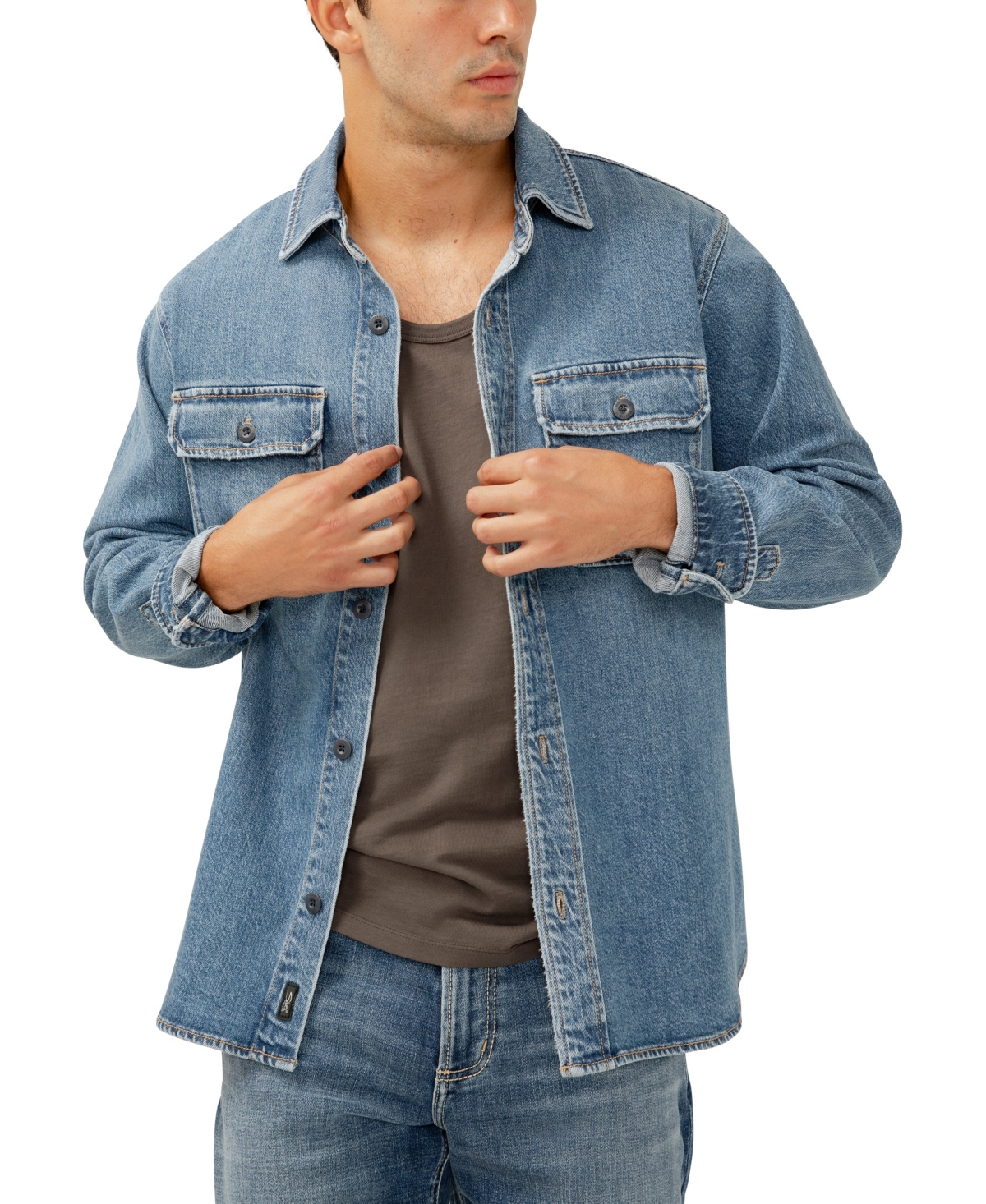 Silver Jeans Co. Denim Shirt Jacket In Blue