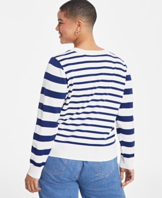 Trendy Plus Size Striped Pullover Sweater, Exclusively at Macy's 