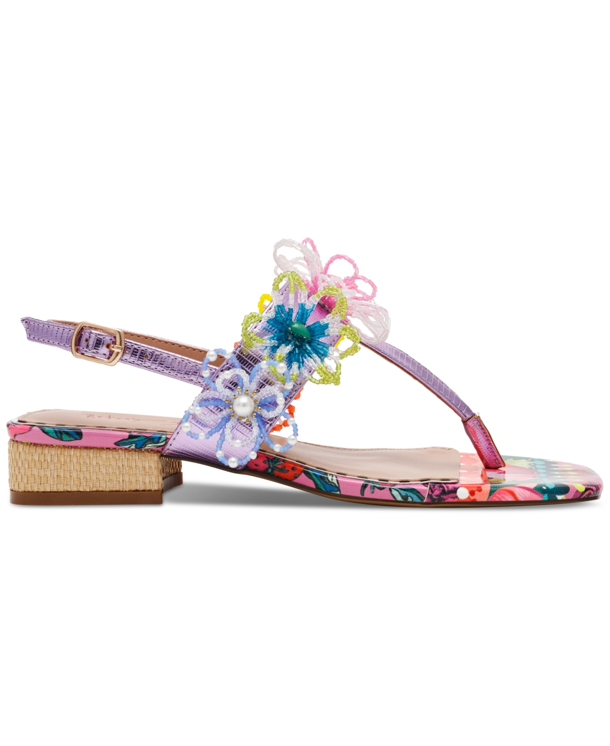 BETSEY JOHNSON WOMEN'S JAYDDA THONG SLINGBACK SANDALS 