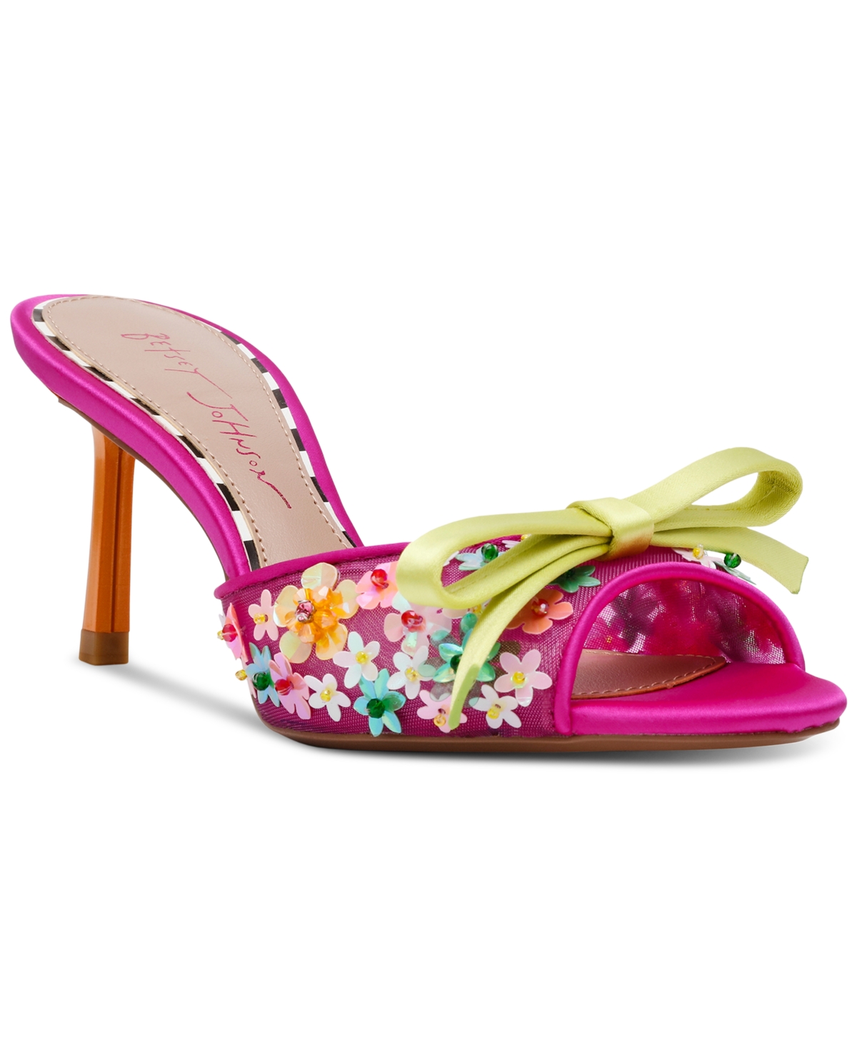 BETSEY JOHNSON WOMEN'S NADDIA DITZY FLORAL STILETTO SLIP-ON MULES 