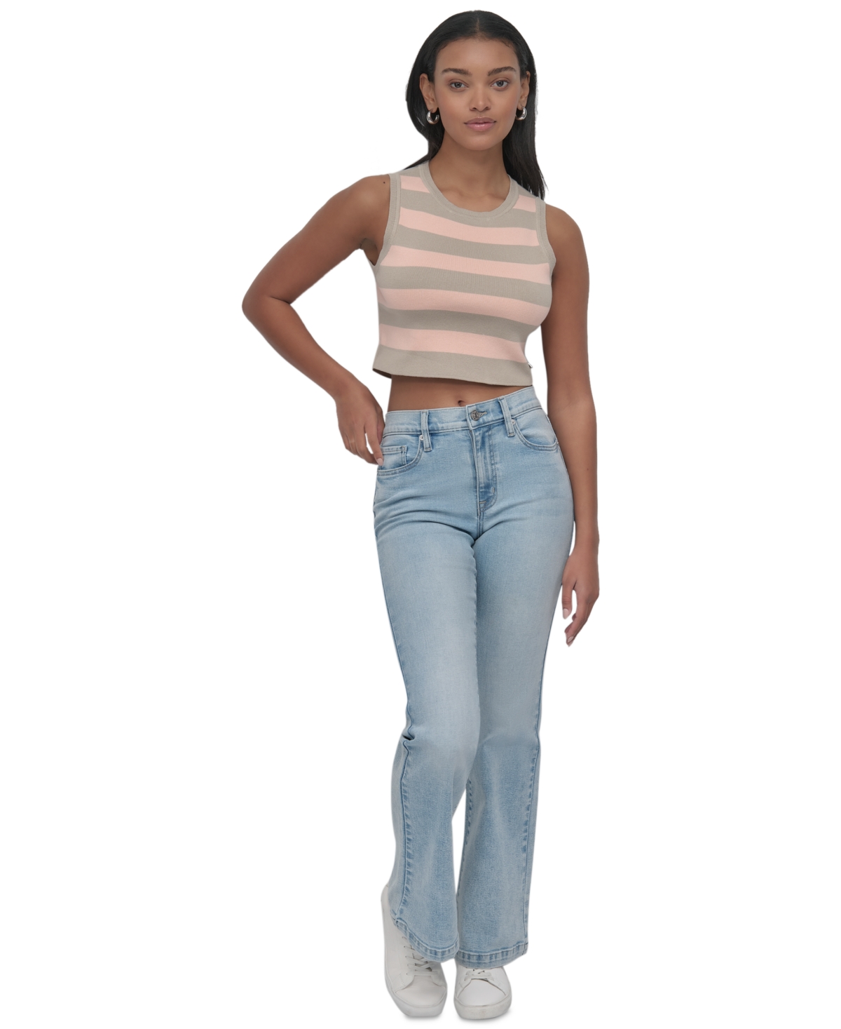 DKNY JEANS WOMEN'S CROPPED SLEEVELESS SWEATER 
