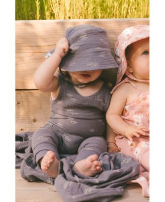 Baby Boys Printed Muslin Bucket Hat Navy Blue Paper Boats