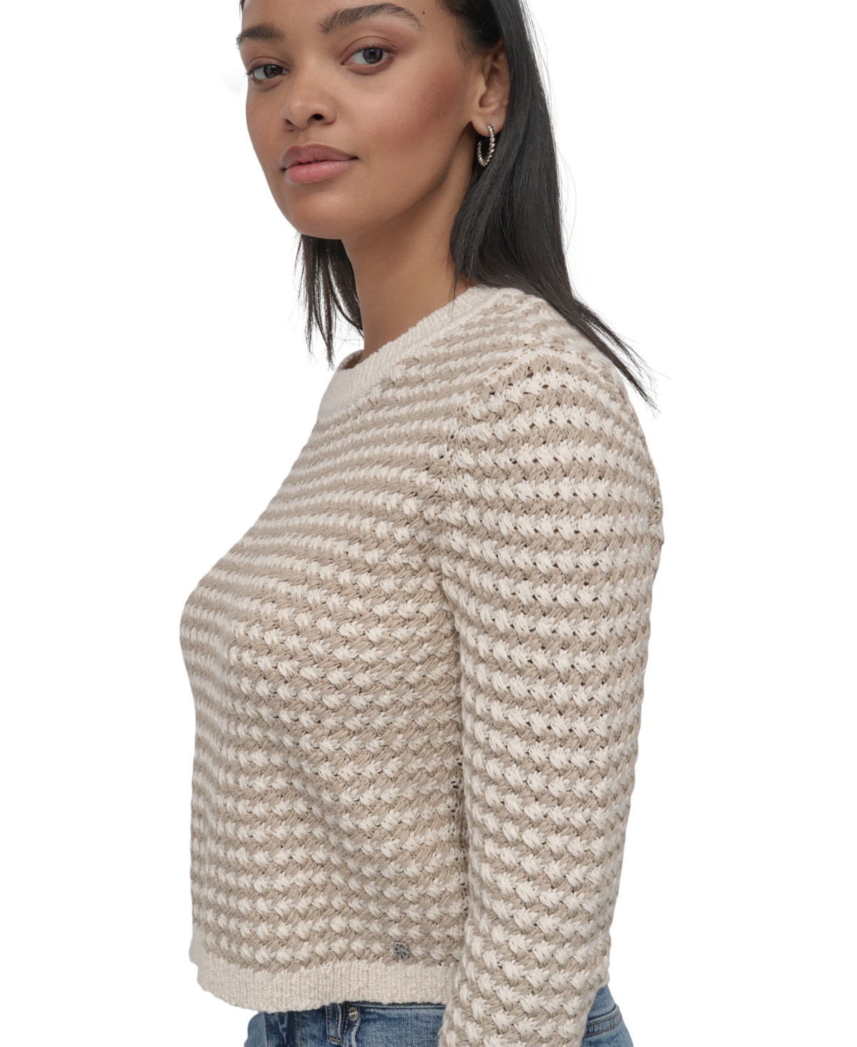 DKNY JEANS WOMEN'S COTTON CHUNKY-STITCH CREWNECK SWEATER 