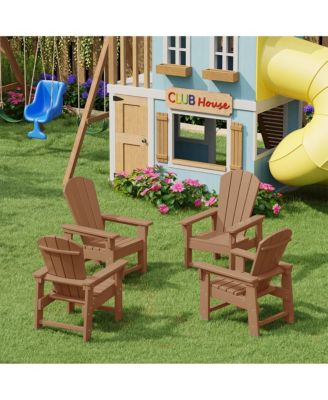 Kids Outdoor Adirondack Plastic Patio Chair (Set of 4)
