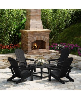 5-Piece HDPE Adirondack Chair Outdoor Patio Square Table Conversation Set